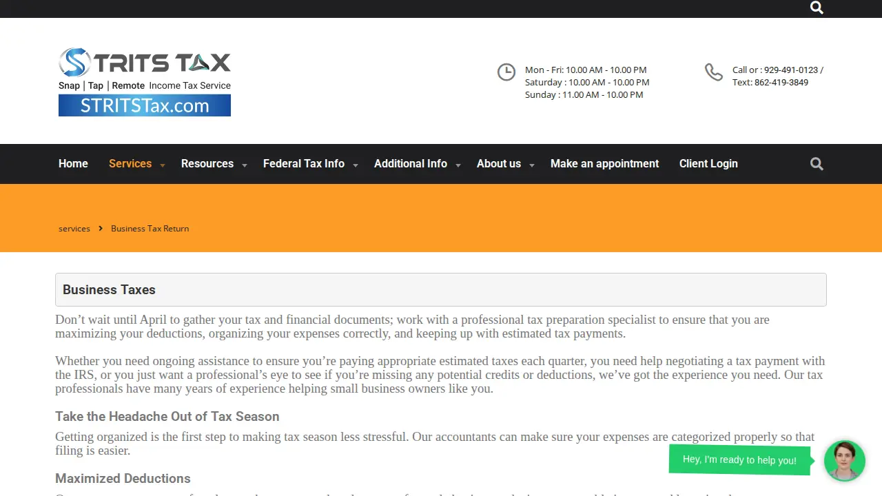 STRITS TAX Services page
