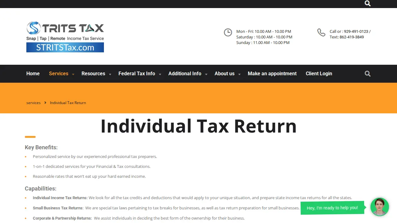 STRITS TAX Services page