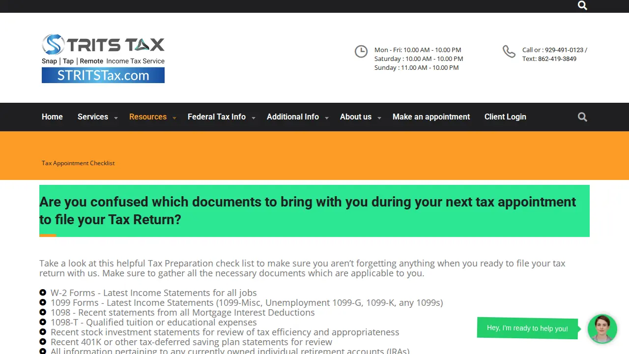 STRITS TAX Services page