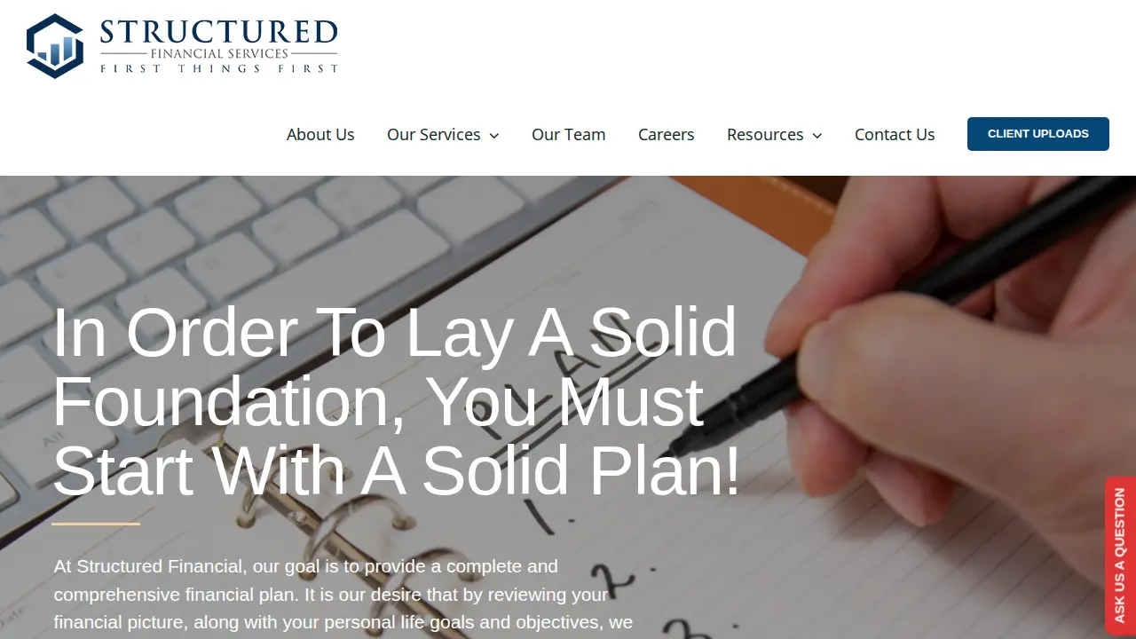 Structured Financial Services page