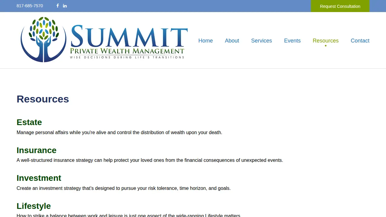 Summit Private Wealth Management page