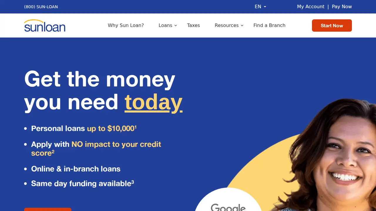 Sun Loan Company page