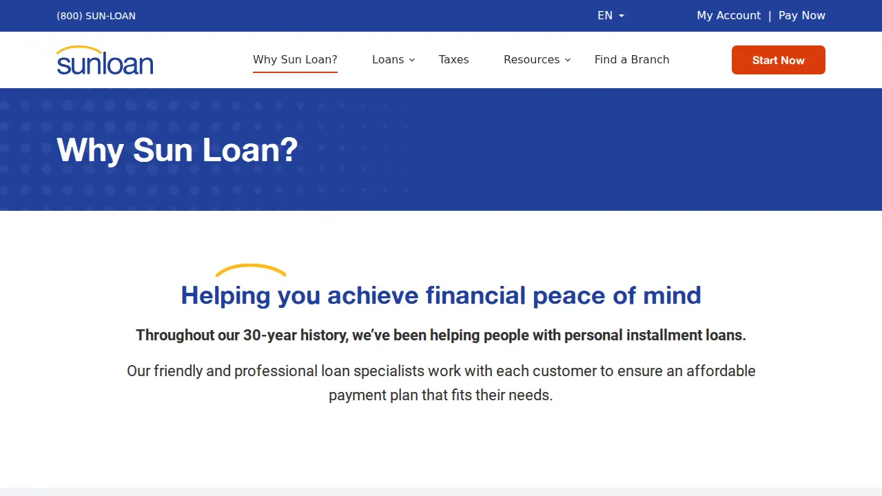 Sun Loan Company page