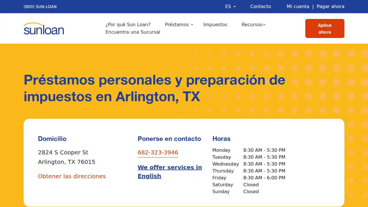 Sun Loan Company page