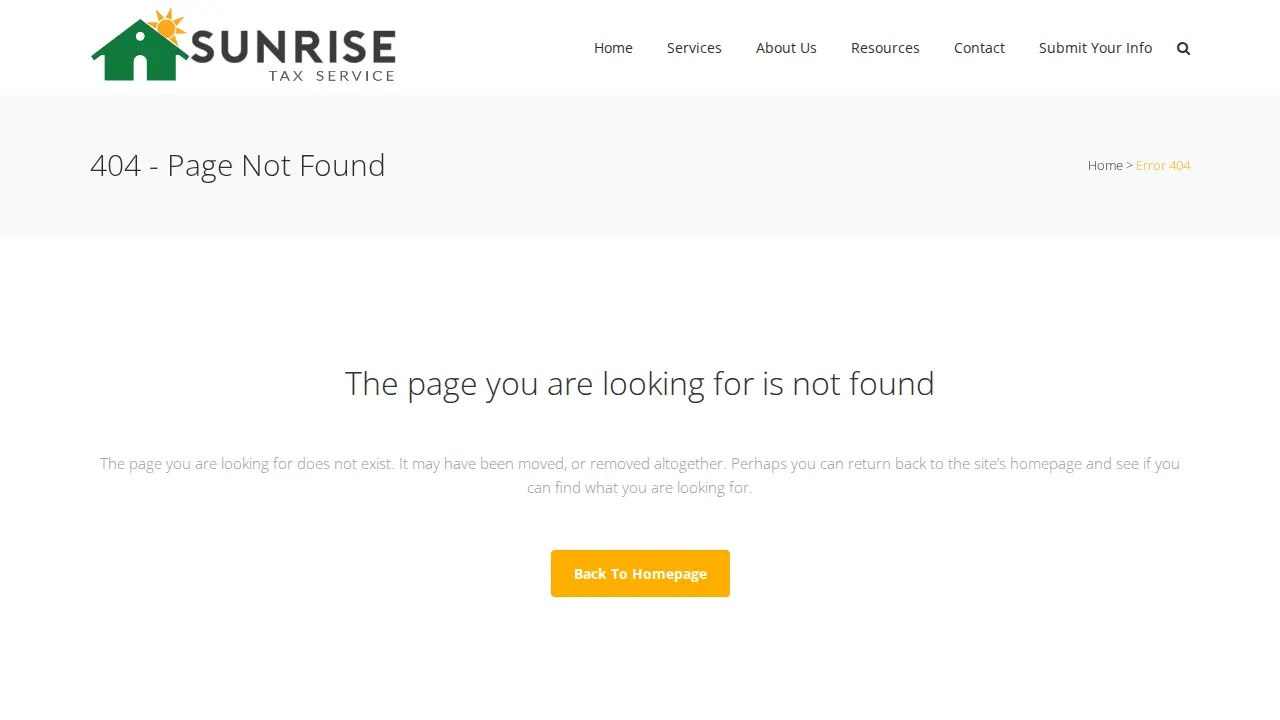 Sunrise Tax Pro Services page