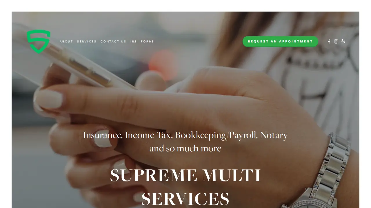 Supreme Multi Services page