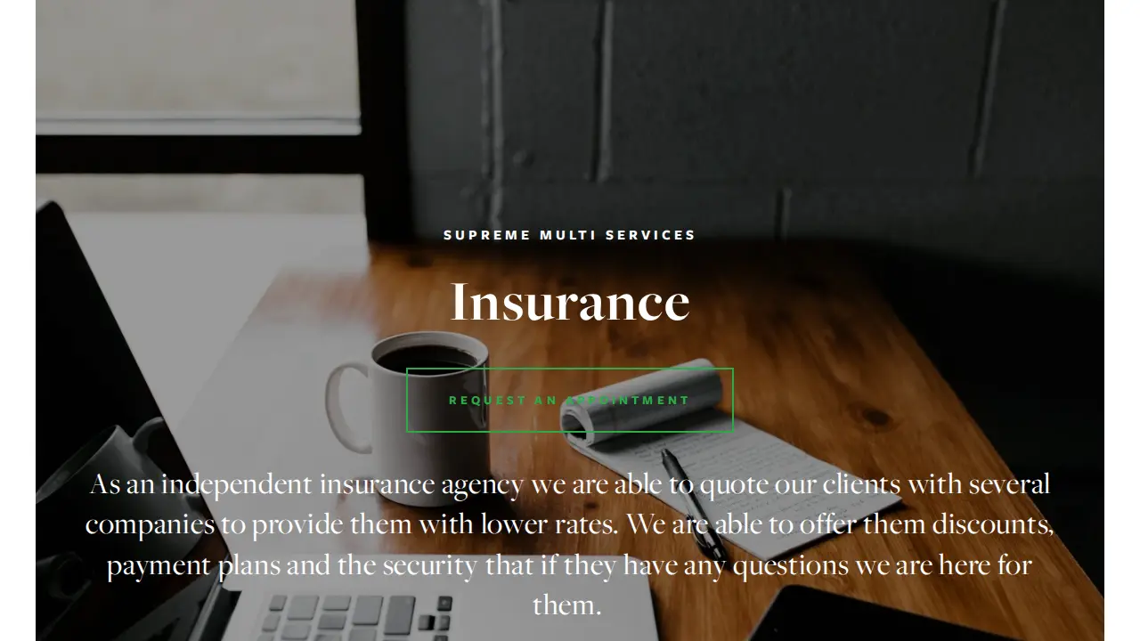 Supreme Multi Services page