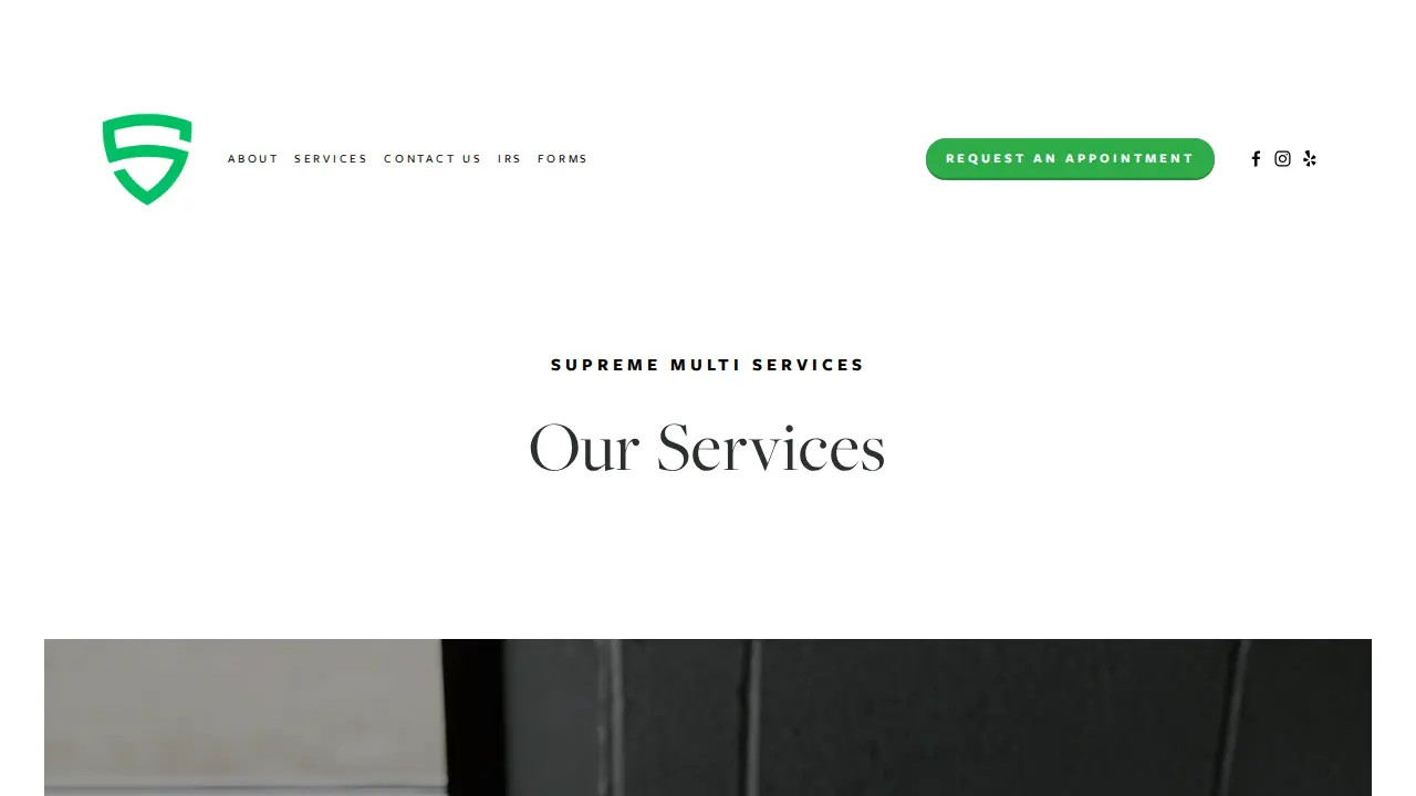 Supreme Multi Services page
