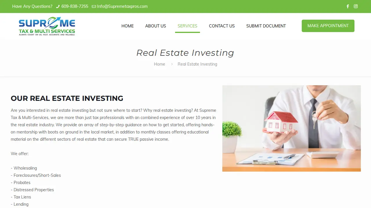 Supreme Tax & Multi Services page