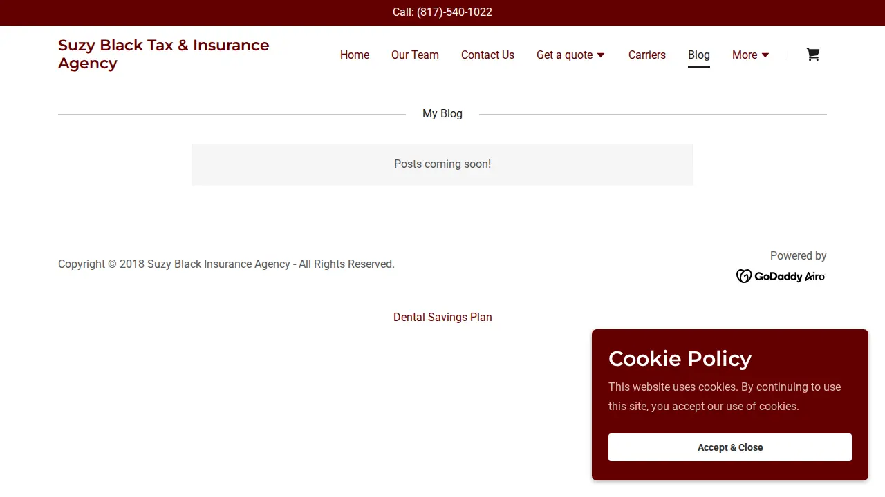 Suzy Black Tax & Insurance Agency page