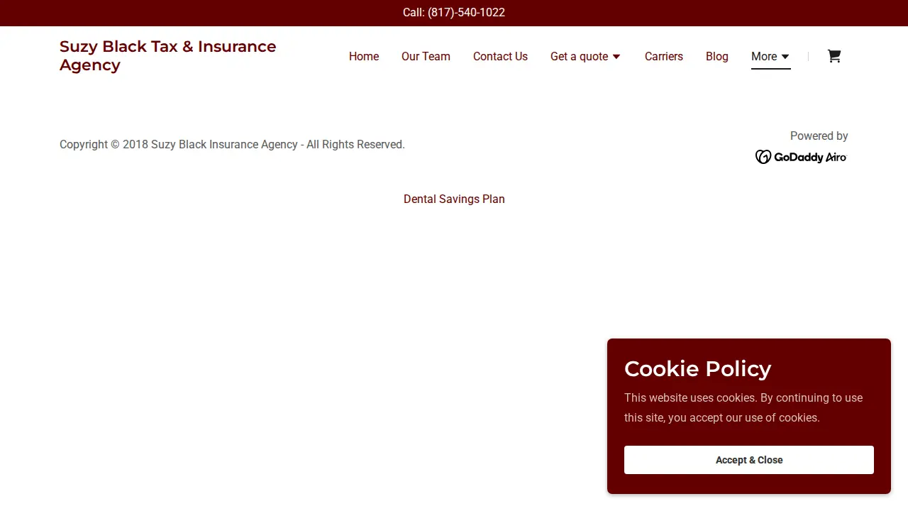 Suzy Black Tax & Insurance Agency page