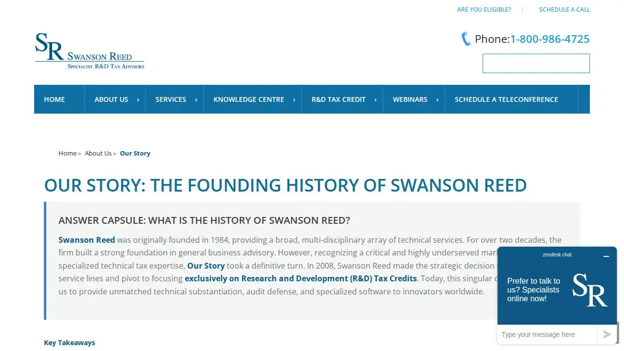 Swanson Reed | Specialist R&D Tax Advisors page