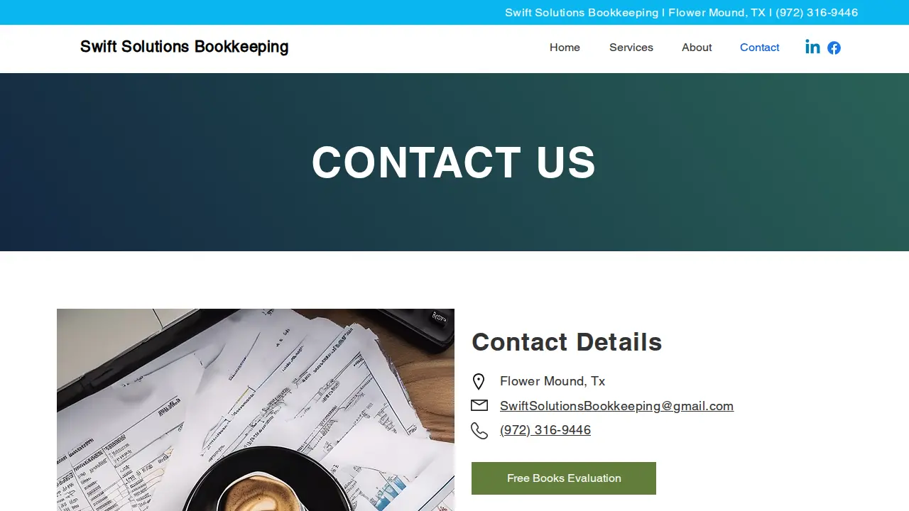 Swift Solutions Bookkeeping page
