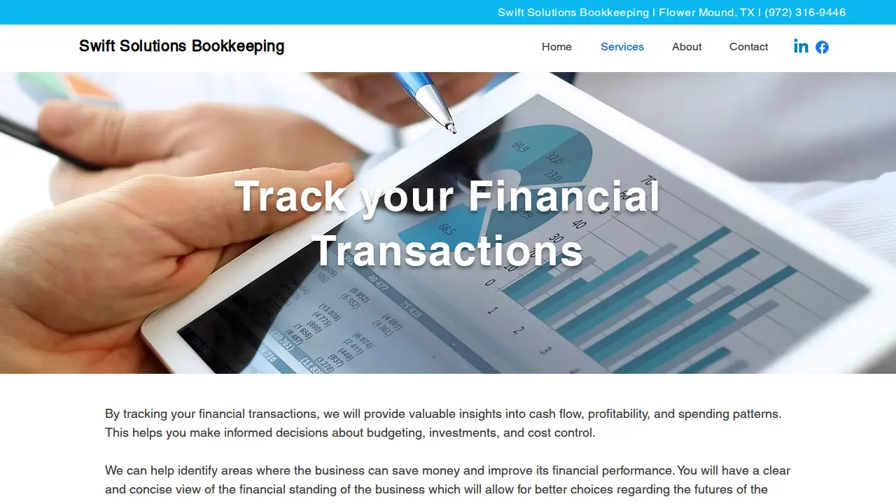 Swift Solutions Bookkeeping page