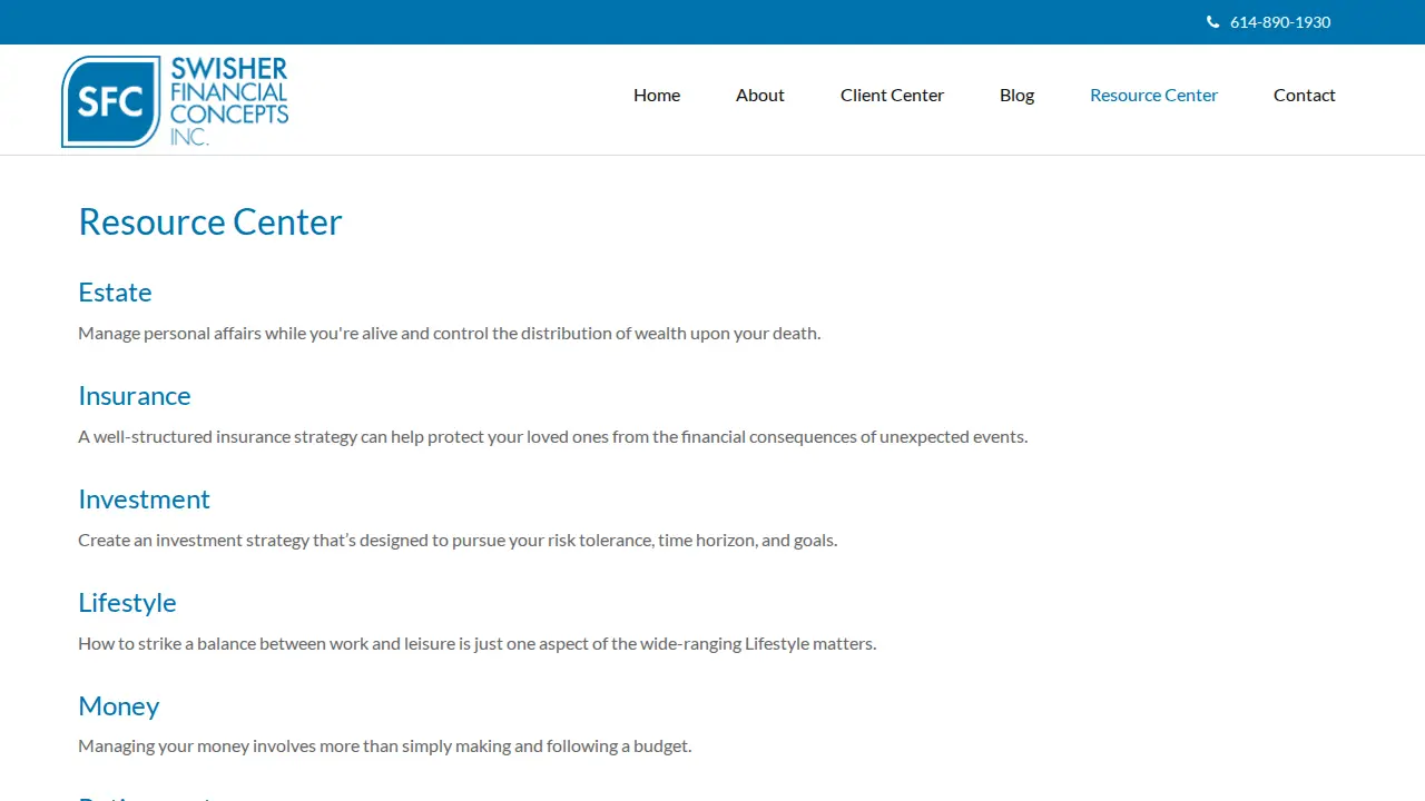 Swisher Financial Concepts Inc page