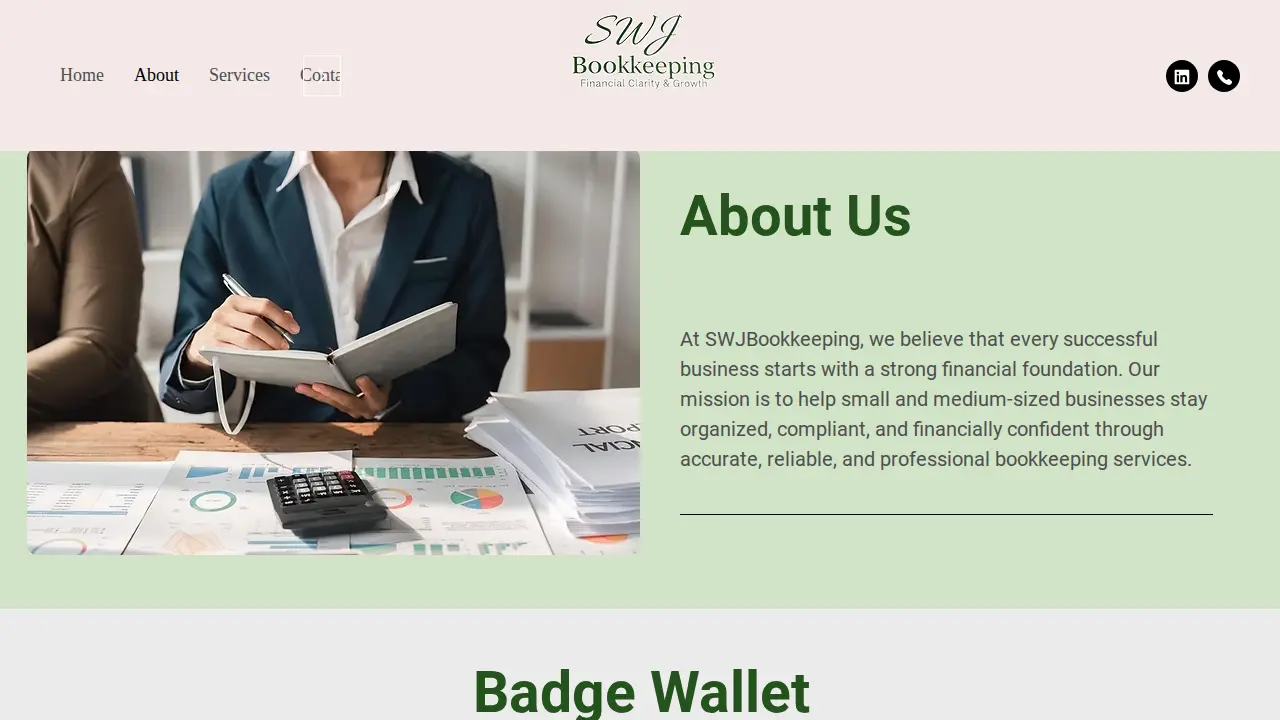 SWJ BOOKKEEPING SERVICES page