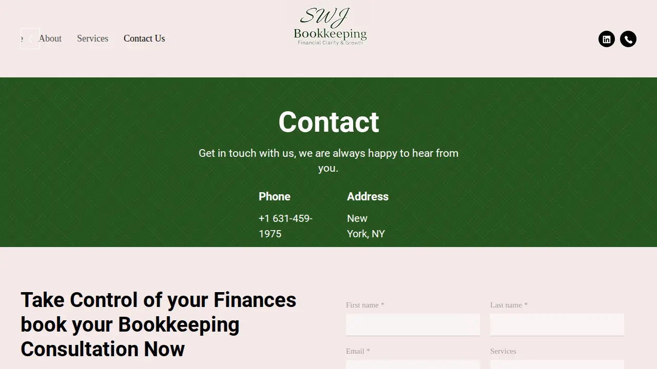 SWJ BOOKKEEPING SERVICES page