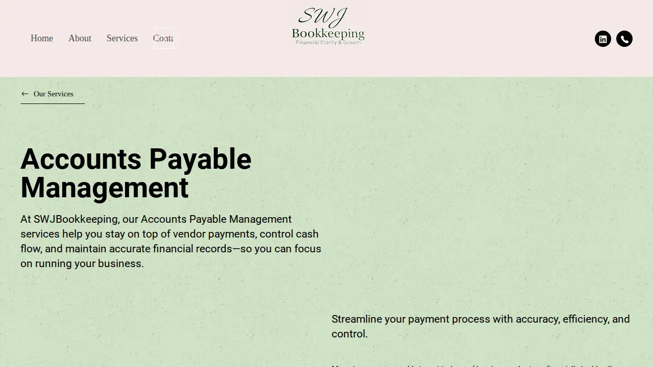 SWJ BOOKKEEPING SERVICES page