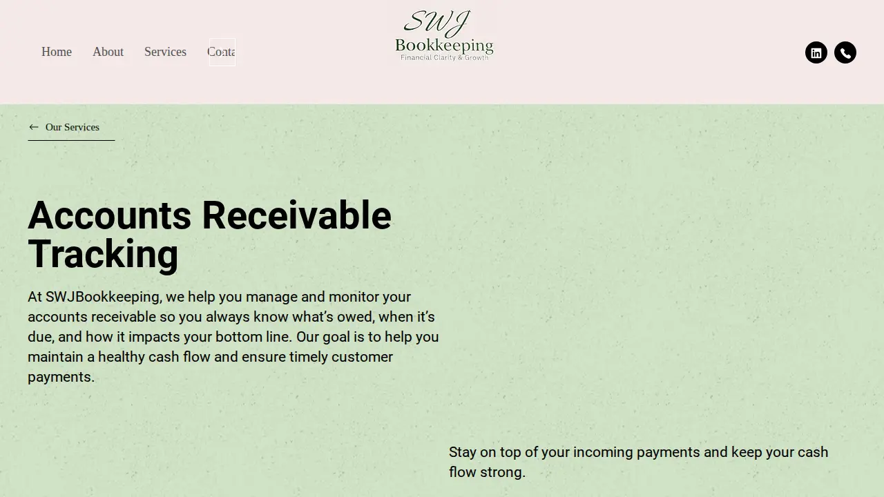 SWJ BOOKKEEPING SERVICES page