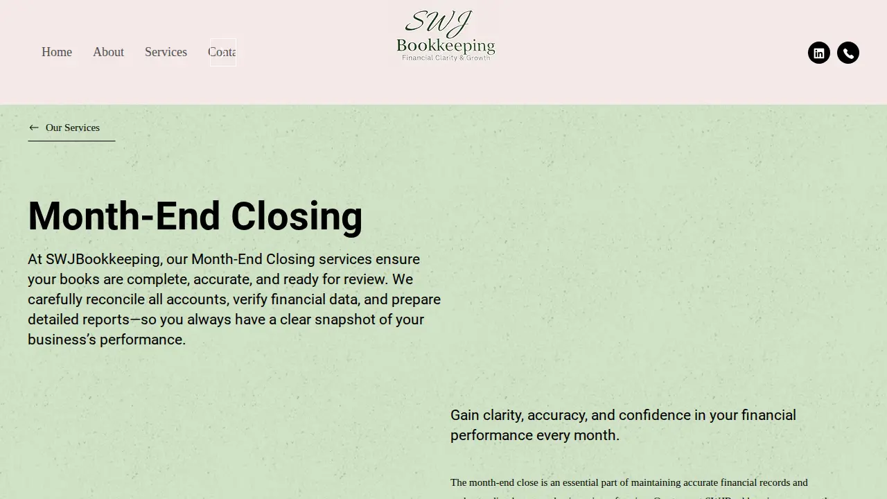 SWJ BOOKKEEPING SERVICES page
