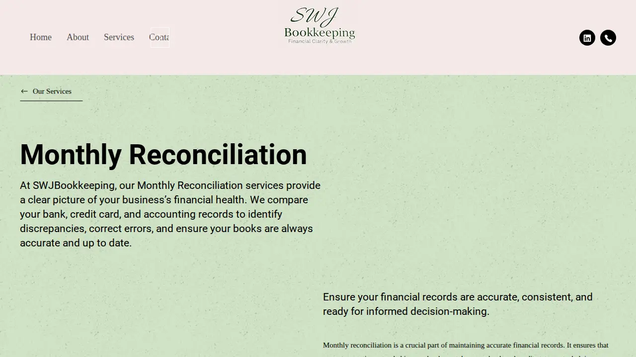 SWJ BOOKKEEPING SERVICES page