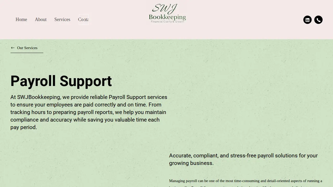 SWJ BOOKKEEPING SERVICES page