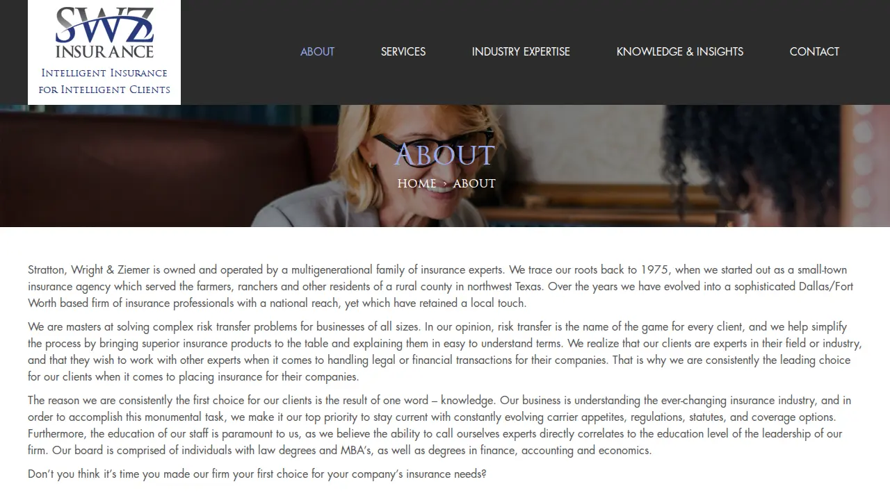 Stratton, Wright & Ziemer Insurance and Risk Management page