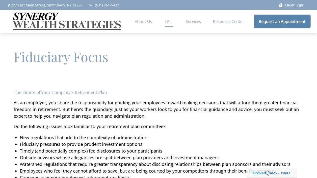 Synergy Wealth Strategies page