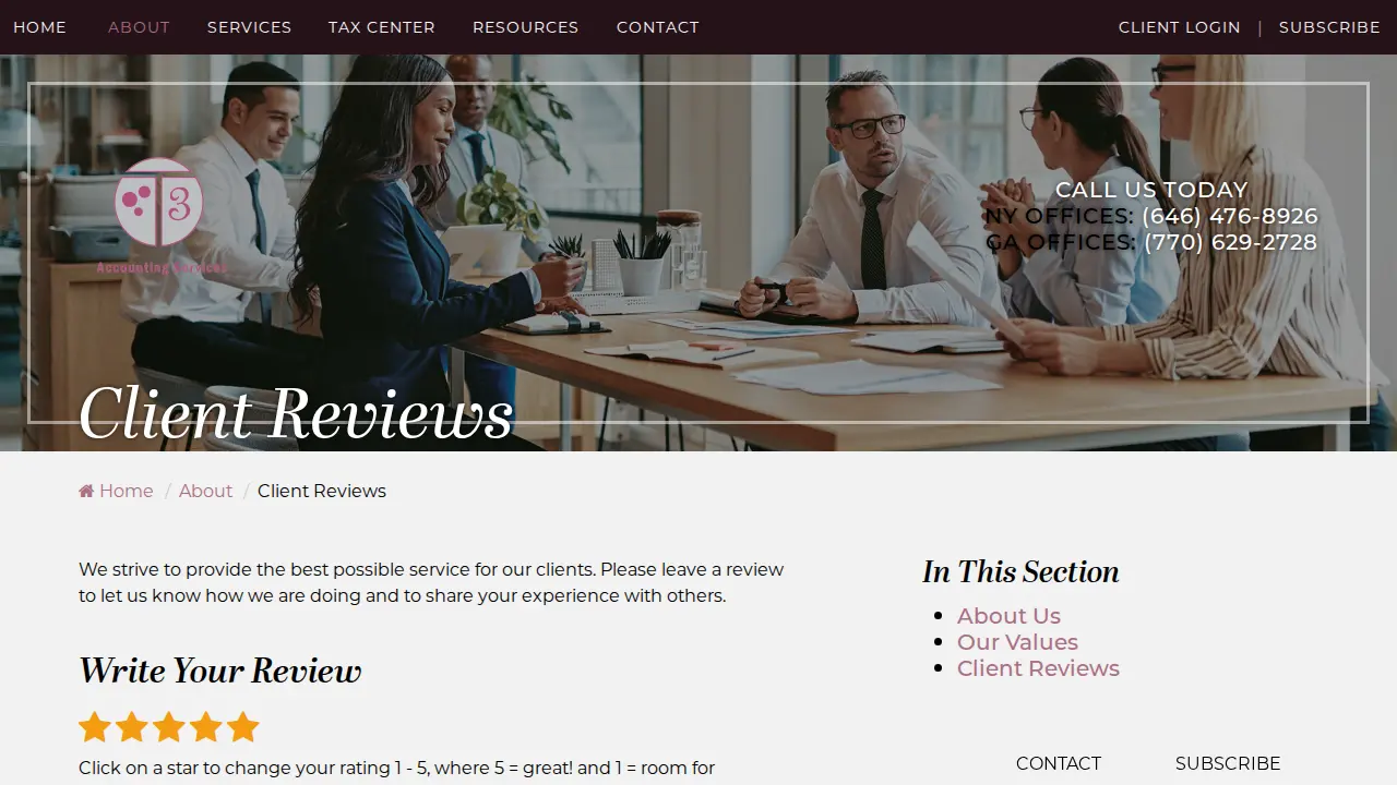 T3 Accounting Services page