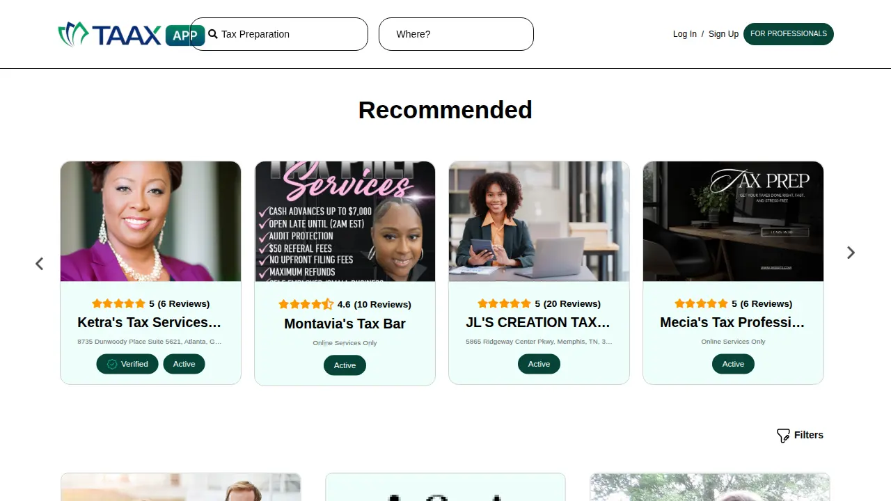 Burrells Tax Pro Service page