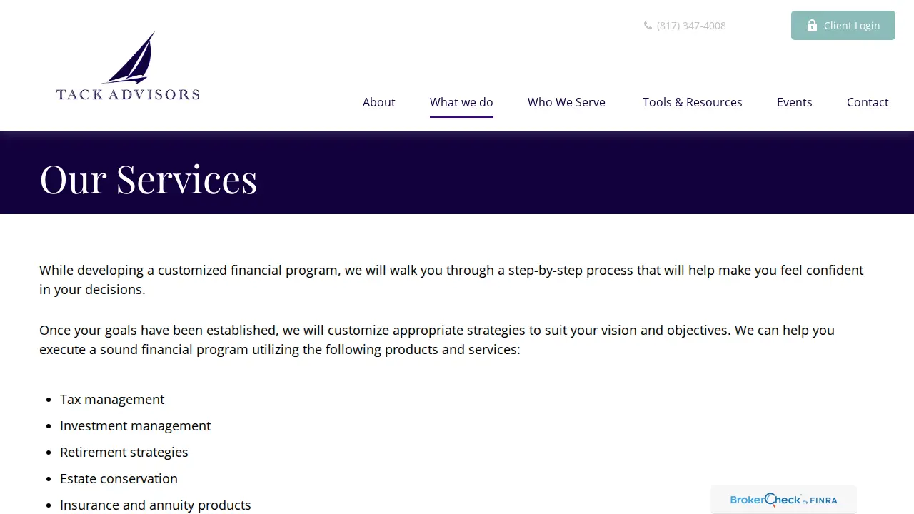 Tack Advisors page