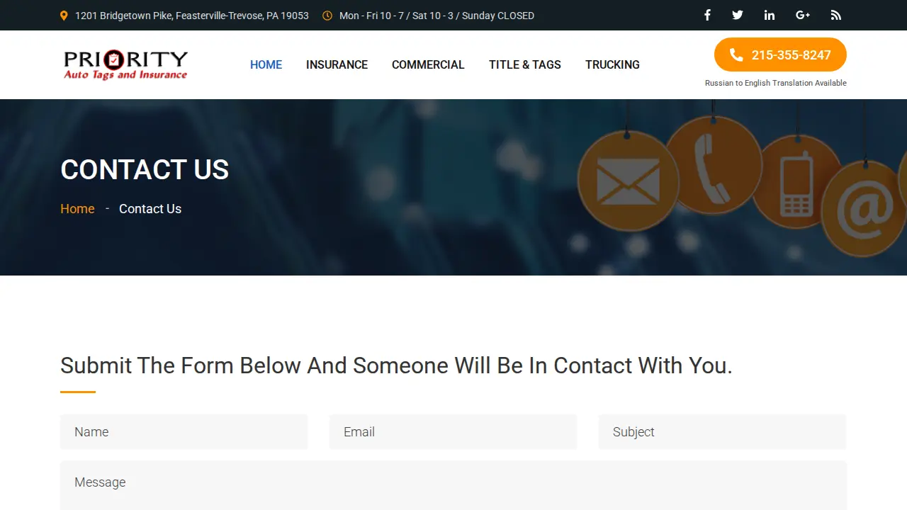 EZ Tags & Insurance page