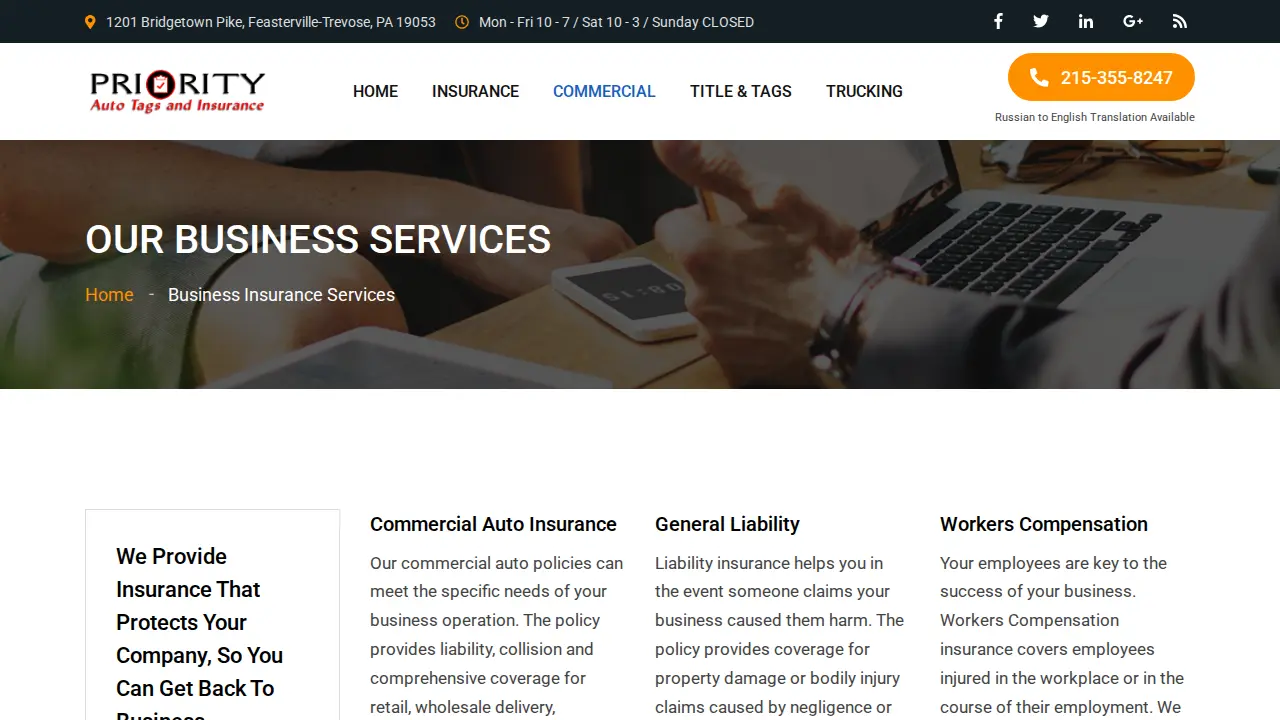 EZ Tags & Insurance page