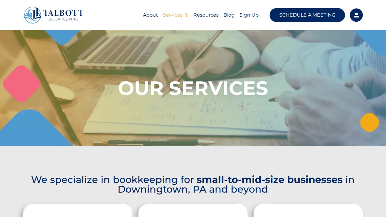 Talbott Bookkeeping Services page