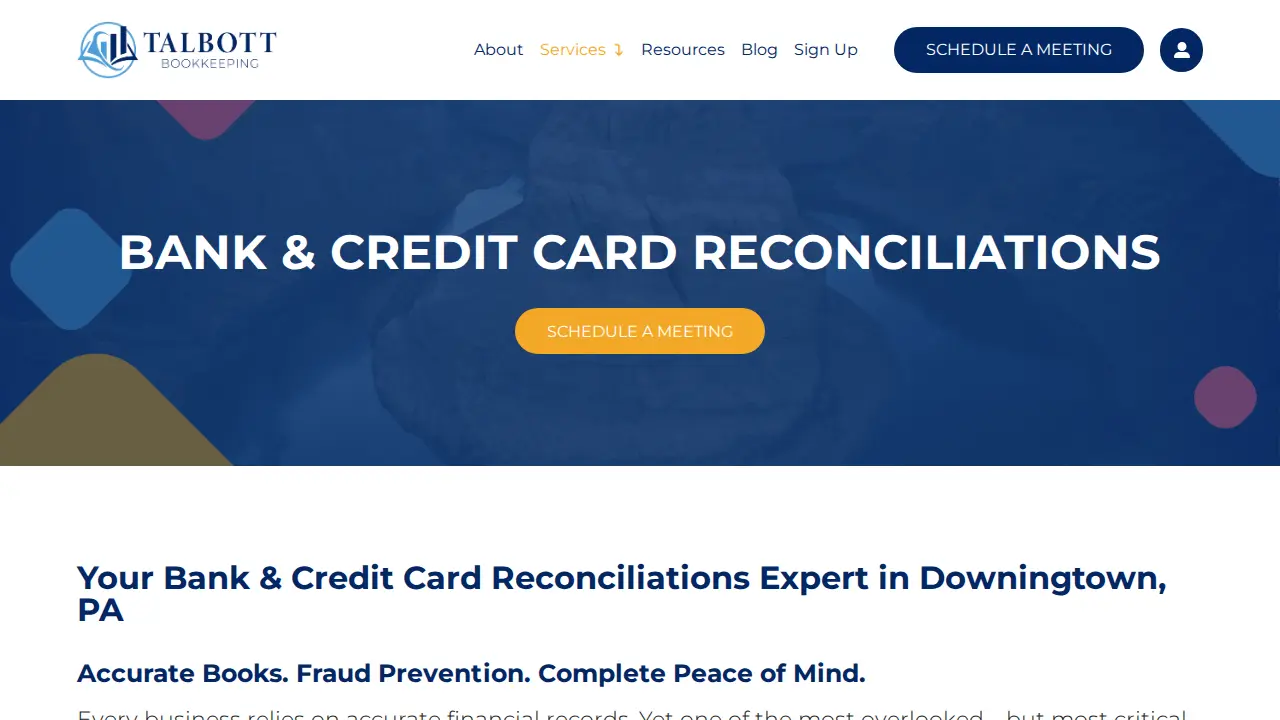 Talbott Bookkeeping Services page