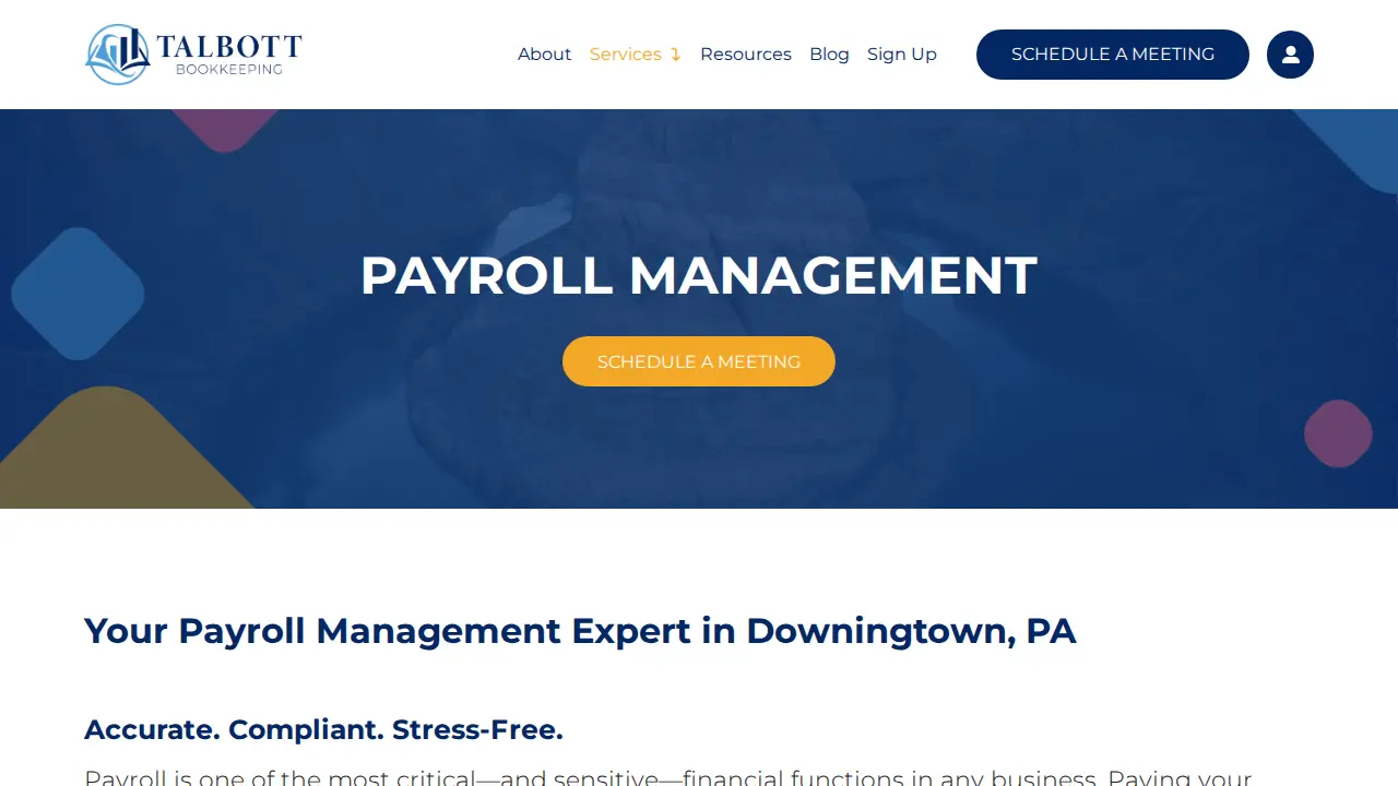 Talbott Bookkeeping Services page