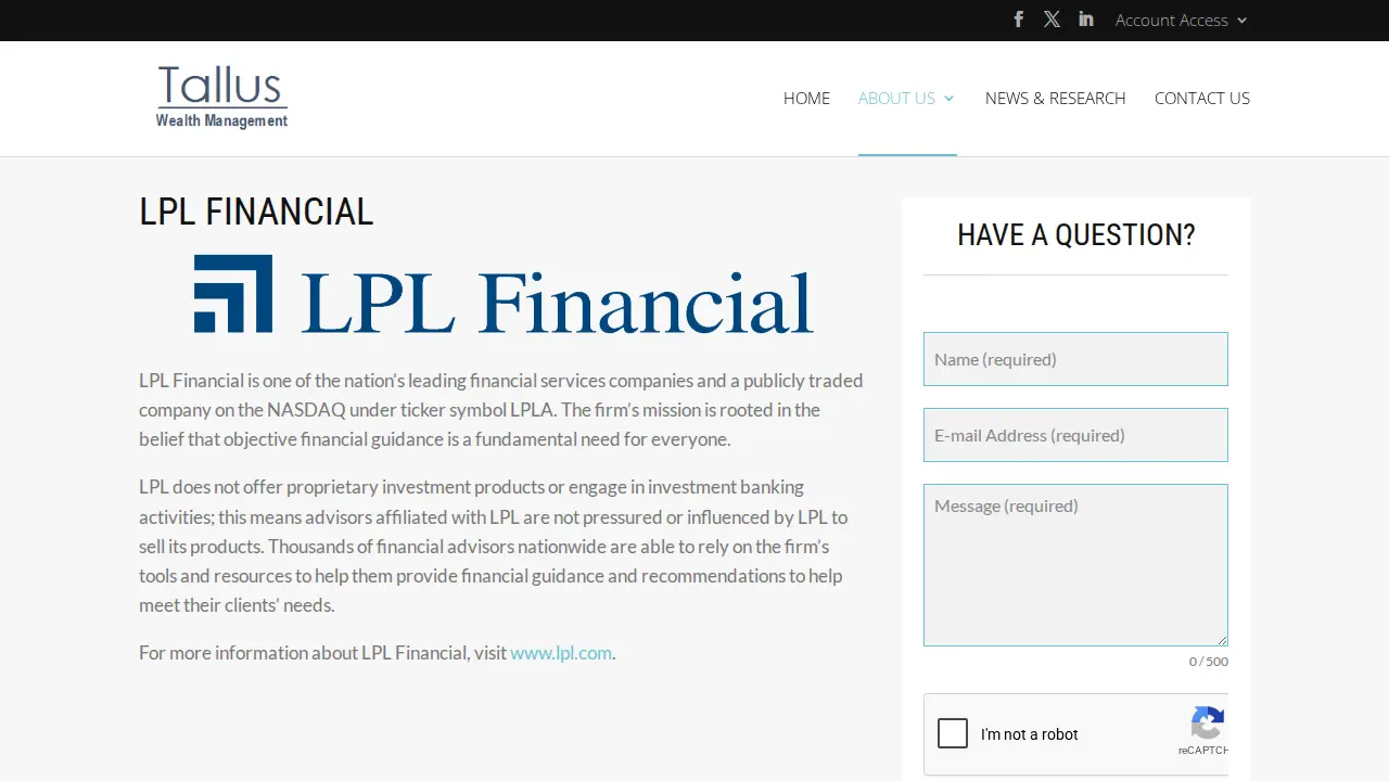 Tallus Wealth Management page
