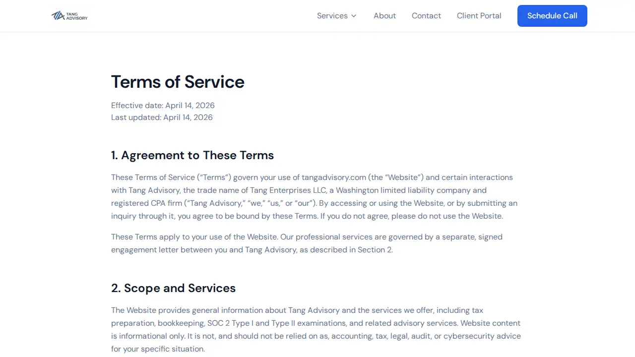 tang advisory page
