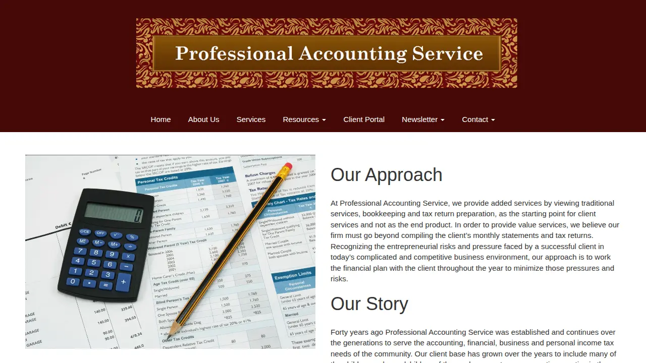 Professional Accounting Services page