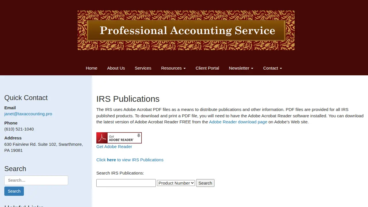 Professional Accounting Services page