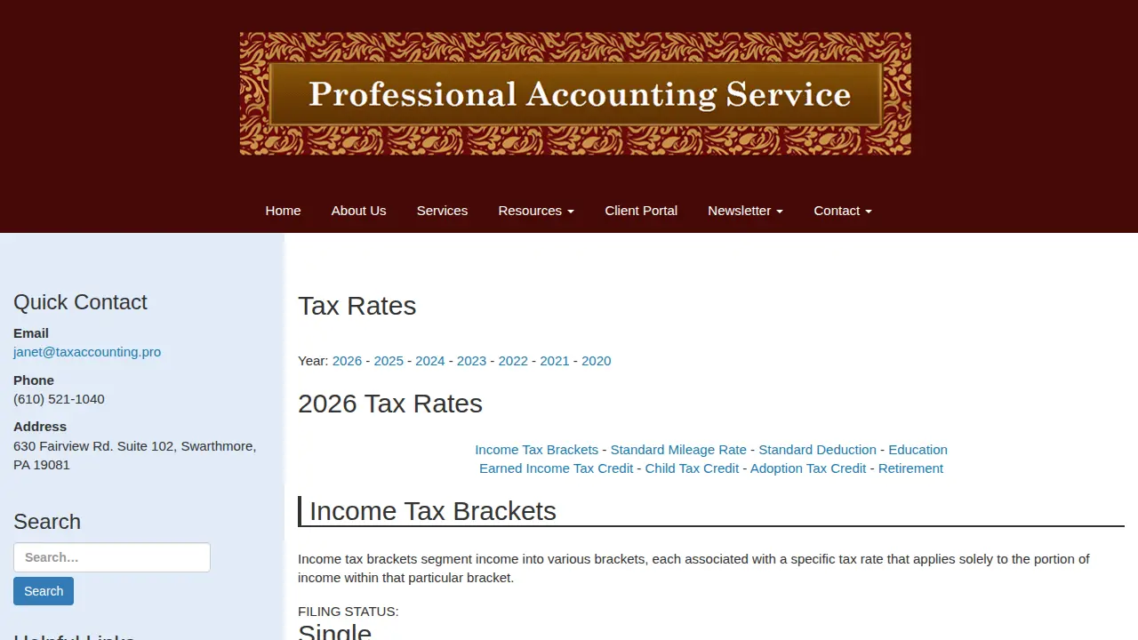 Professional Accounting Services page