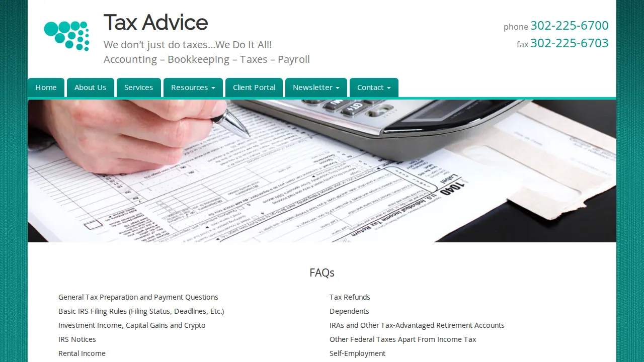 Tax Advice page
