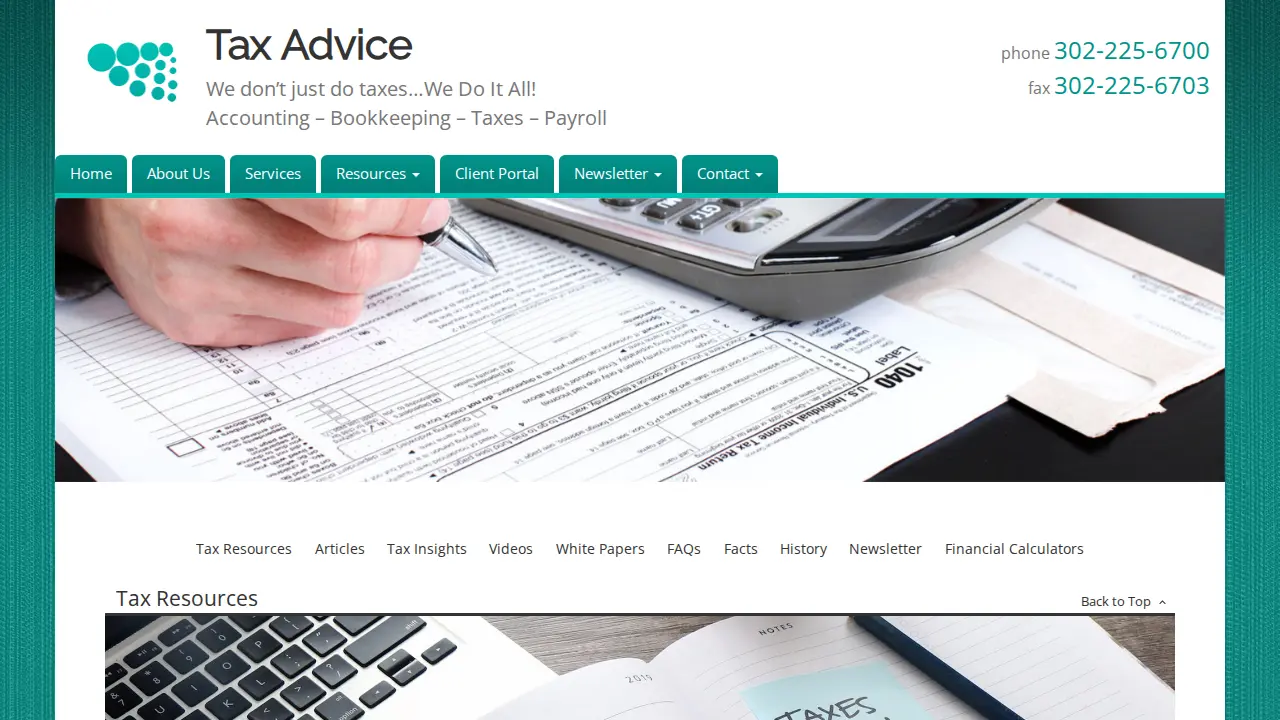 Tax Advice page