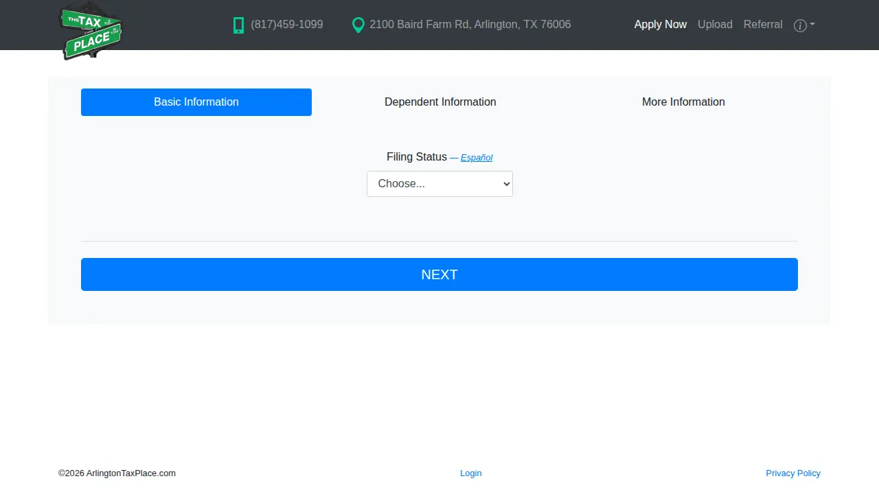 Tax Place page