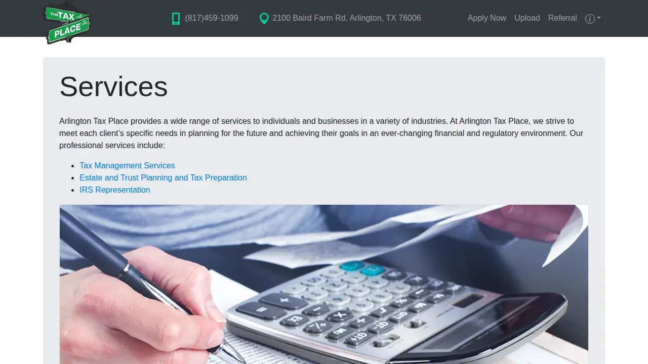Tax Place page