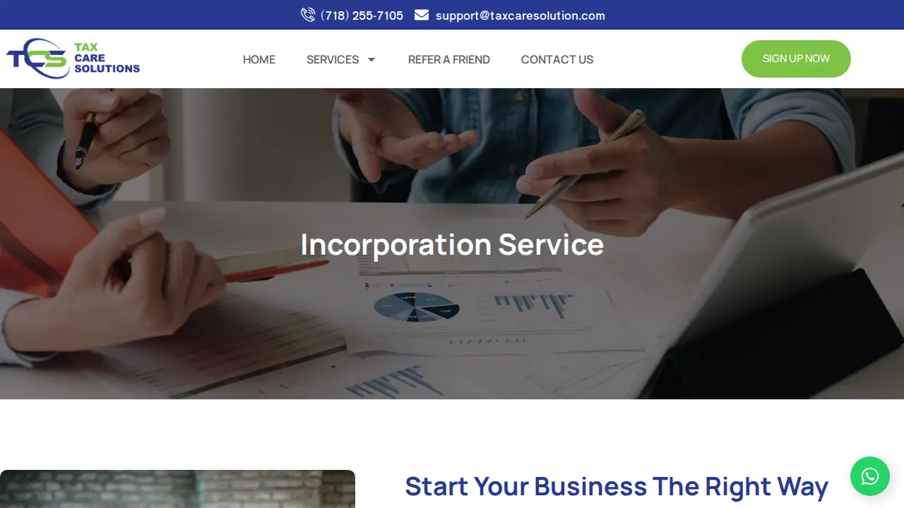 Tax Care Solutions page