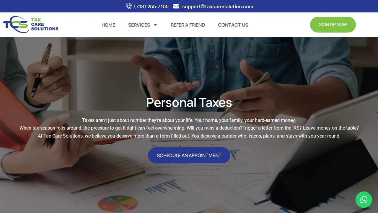 Tax Care Solutions page