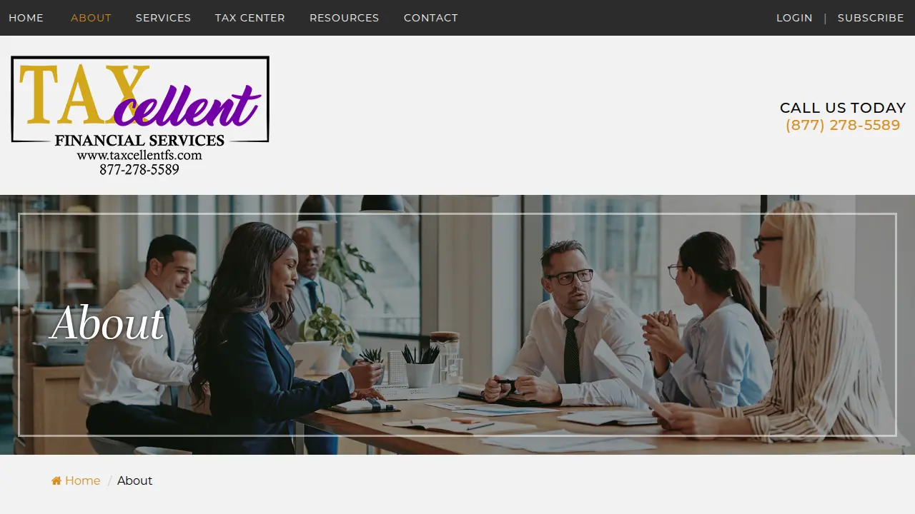 TAXcellent Financial Svcs - Tax Relief Firm page
