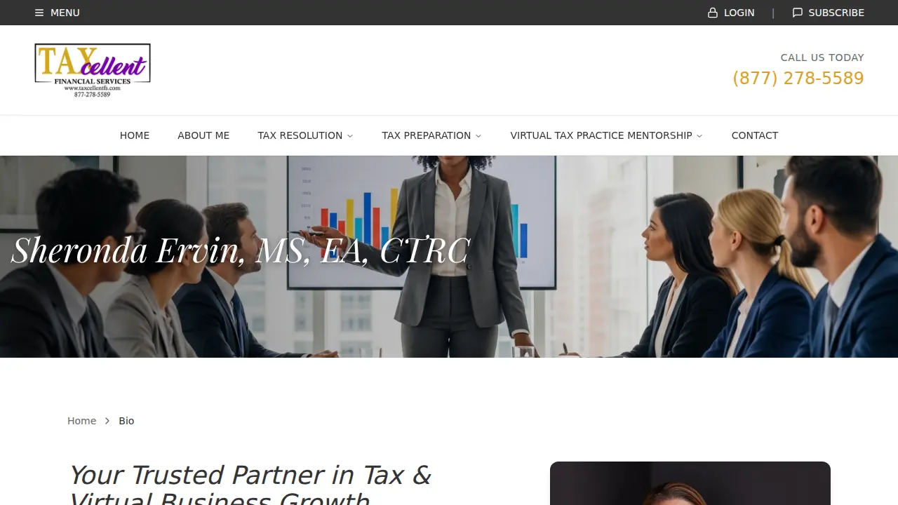 TAXcellent Financial Svcs - Tax Relief Firm page