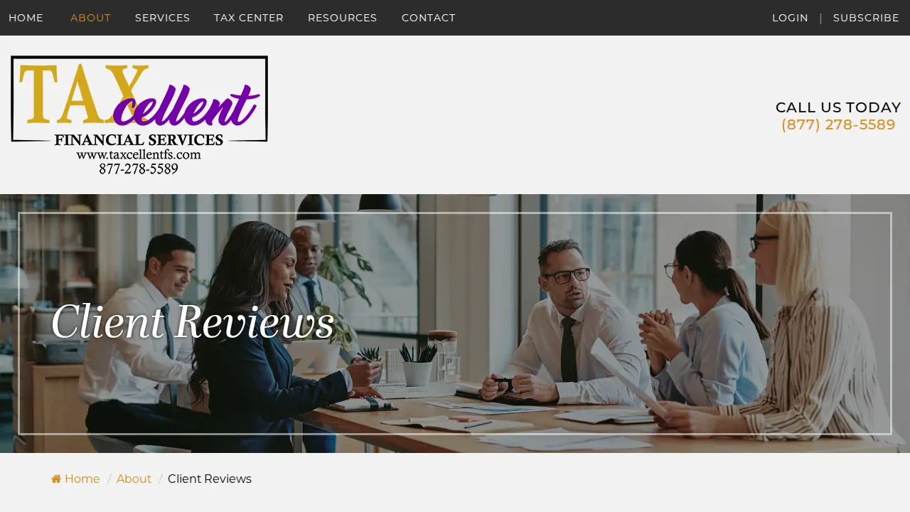 TAXcellent Financial Svcs - Tax Relief Firm page